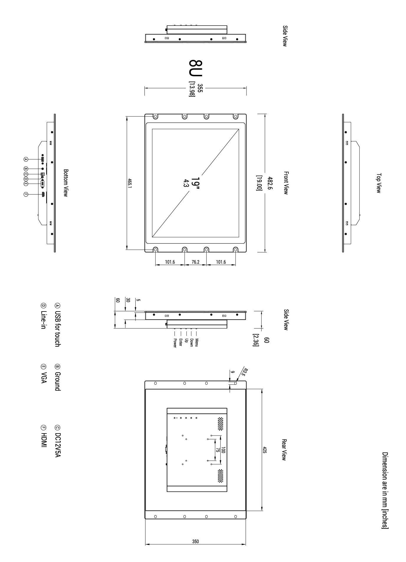 Rackmount Monitor dimension